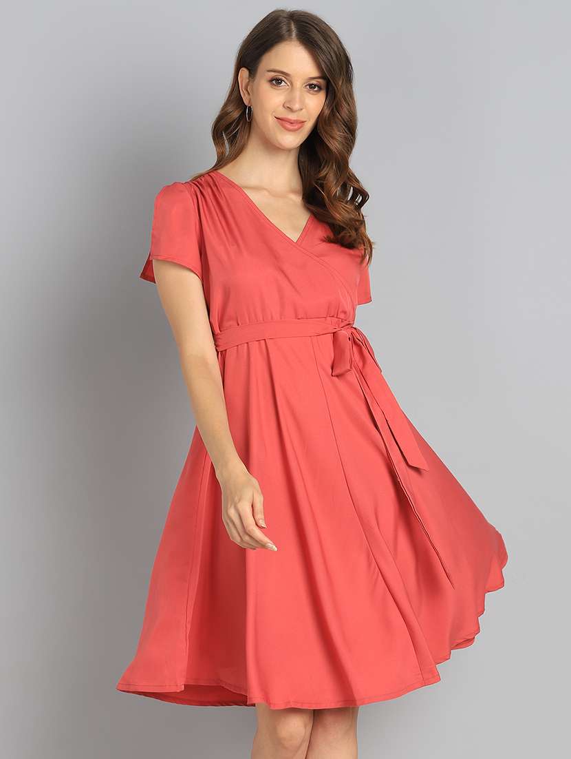 women's fit & flare solid dress - 17906178 -  Zoom Image - 0