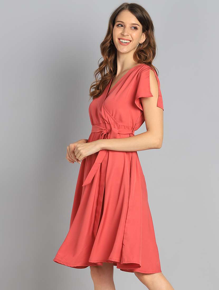 women's fit & flare solid dress - 17906178 -  Standard Image - 1