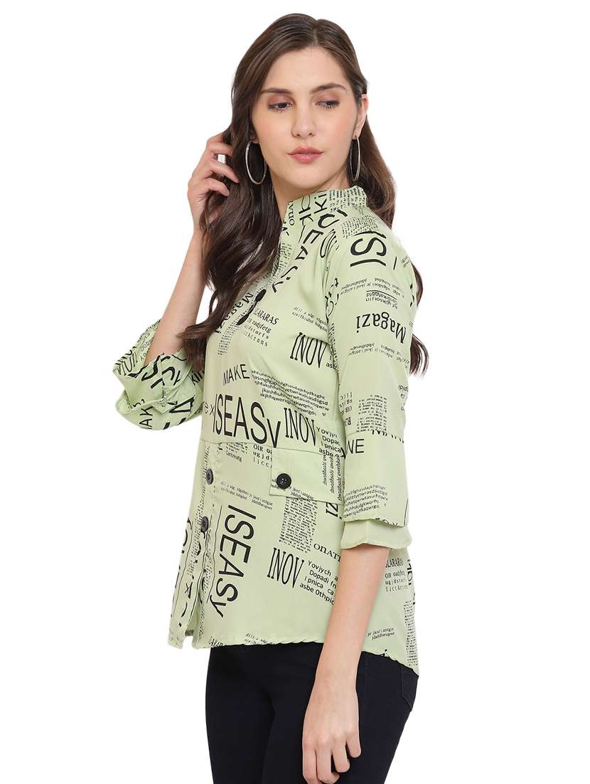 women's straight mandarin neck top - 17906273 -  Standard Image - 1