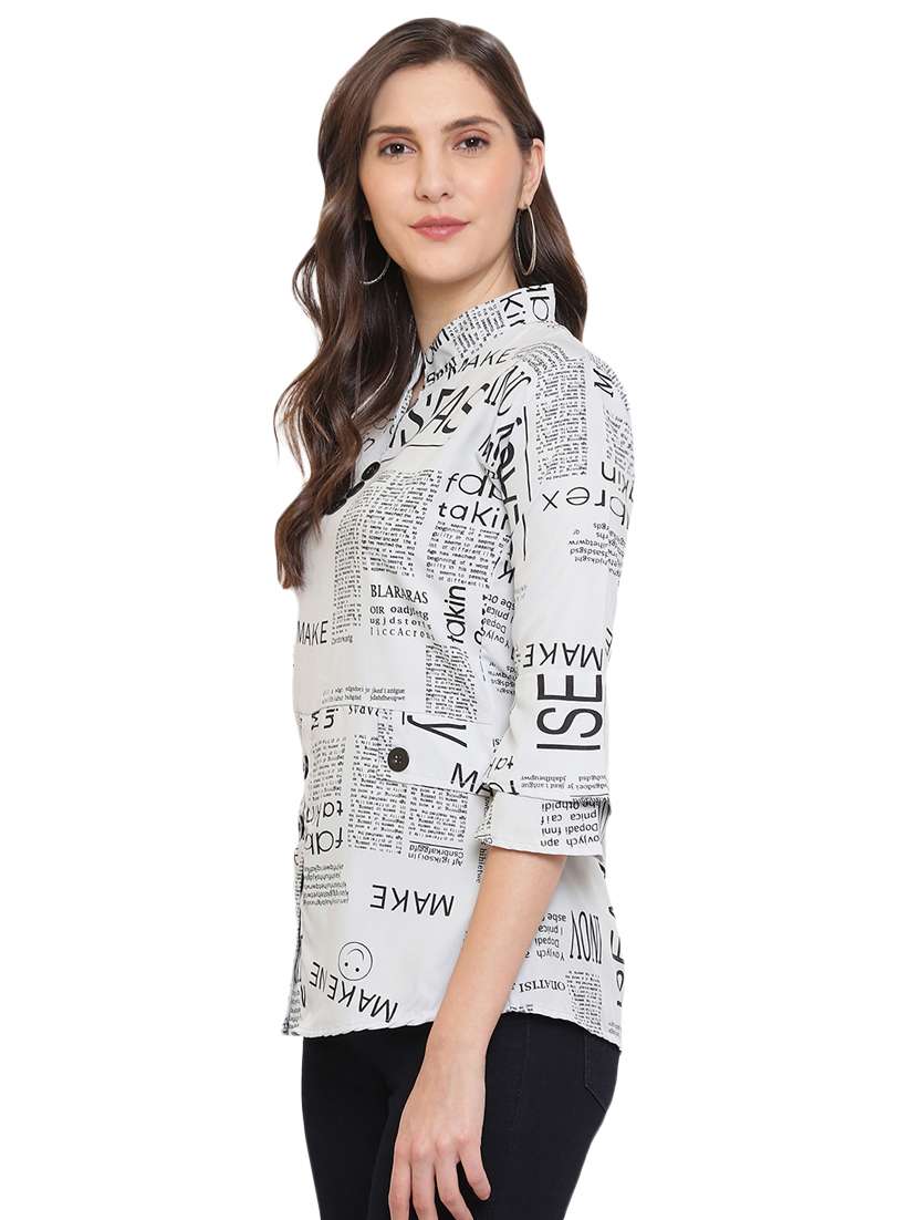 women's straight mandarin neck top - 17906274 -  Standard Image - 1