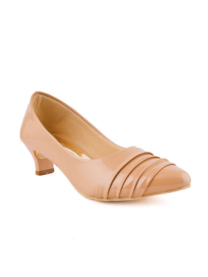 beige pu slip on pumps