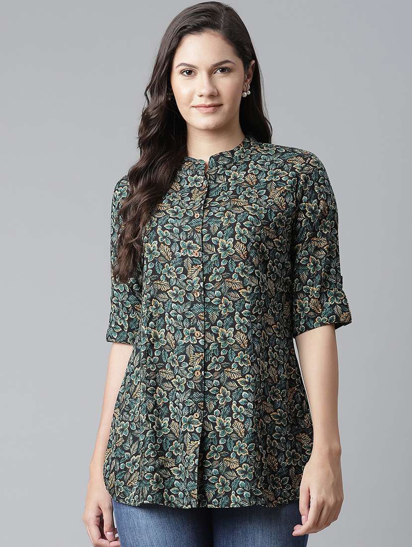 women's a line mandarin neck top