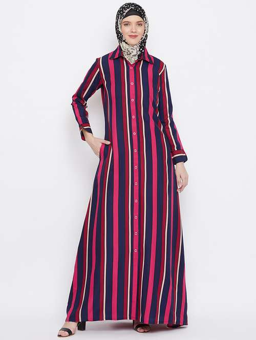 striped a-line cloaks & abaya - 17906742 -  Standard Image - 0