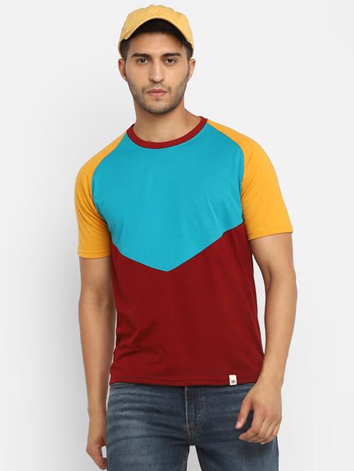 multi colored color block cut & sew t-shirt - 17906793 - Standard Image - 0