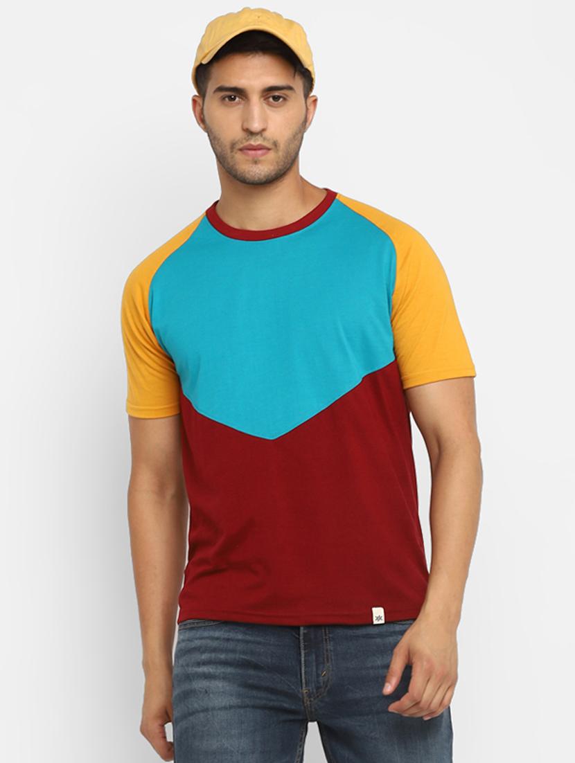 multi colored color block cut & sew t-shirt - 17906793 - Zoom Image - 0