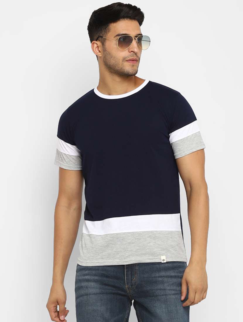 black color block cut & sew t-shirt