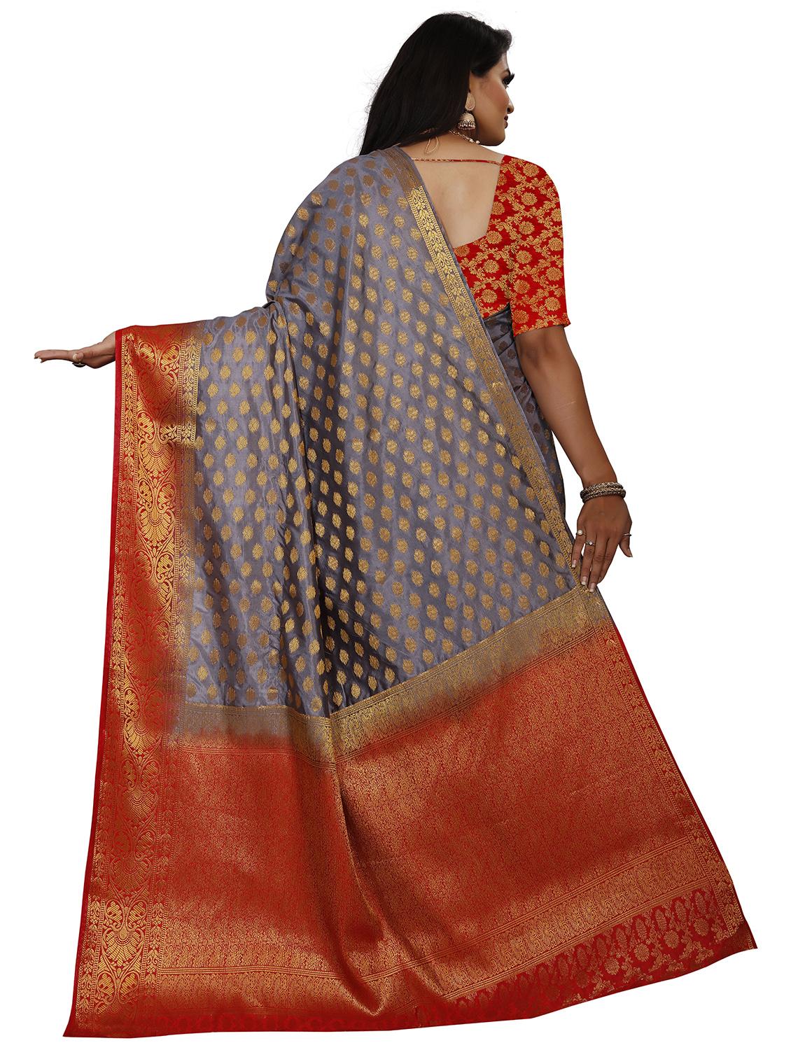 zari work kanjivaram saree with blouse - 17907629 - Standard Image - 1
