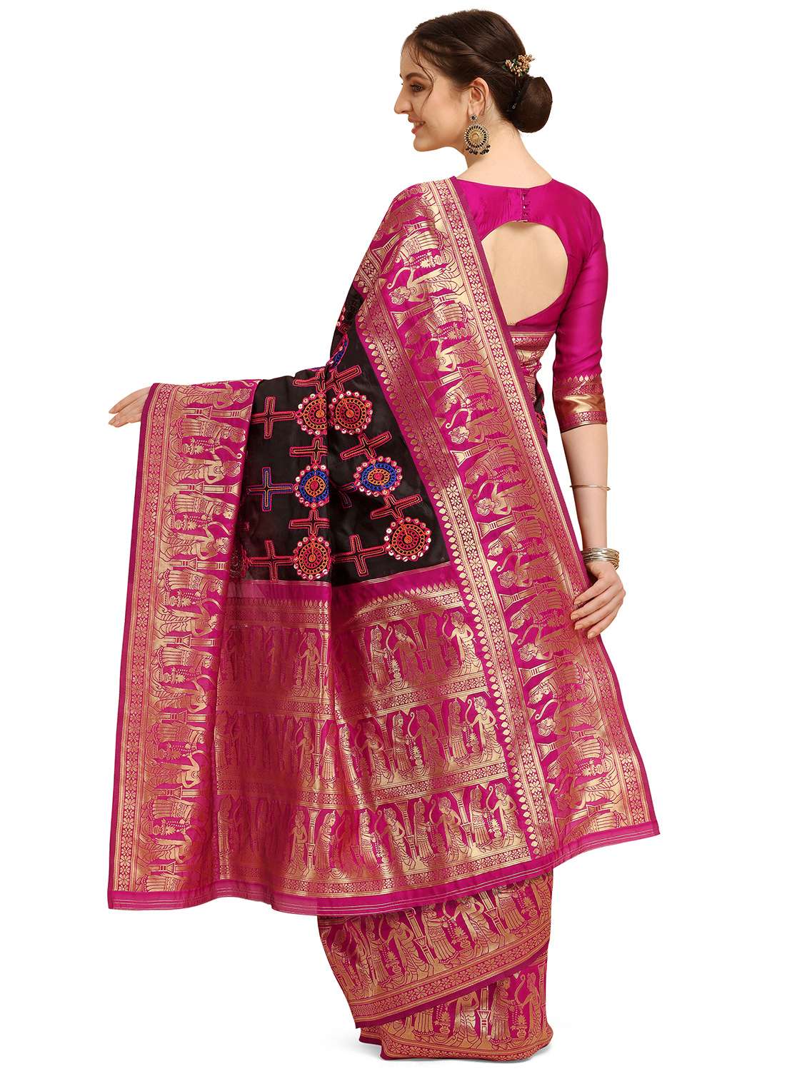 women's embroidered saree with blouse - 17908150 -  Standard Image - 1
