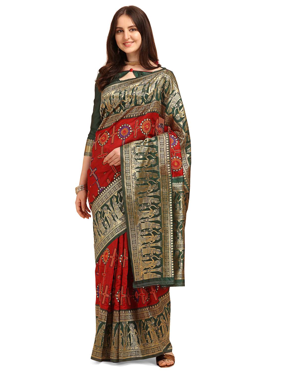 women's embroidered saree with blouse