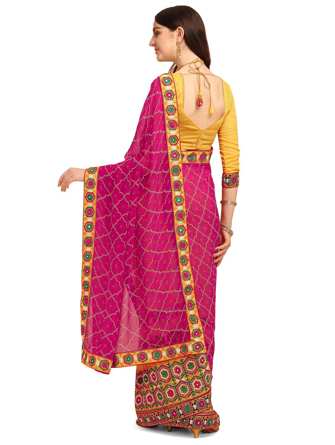 women's bandhani pink colored saree - 17908154 -  Standard Image - 1