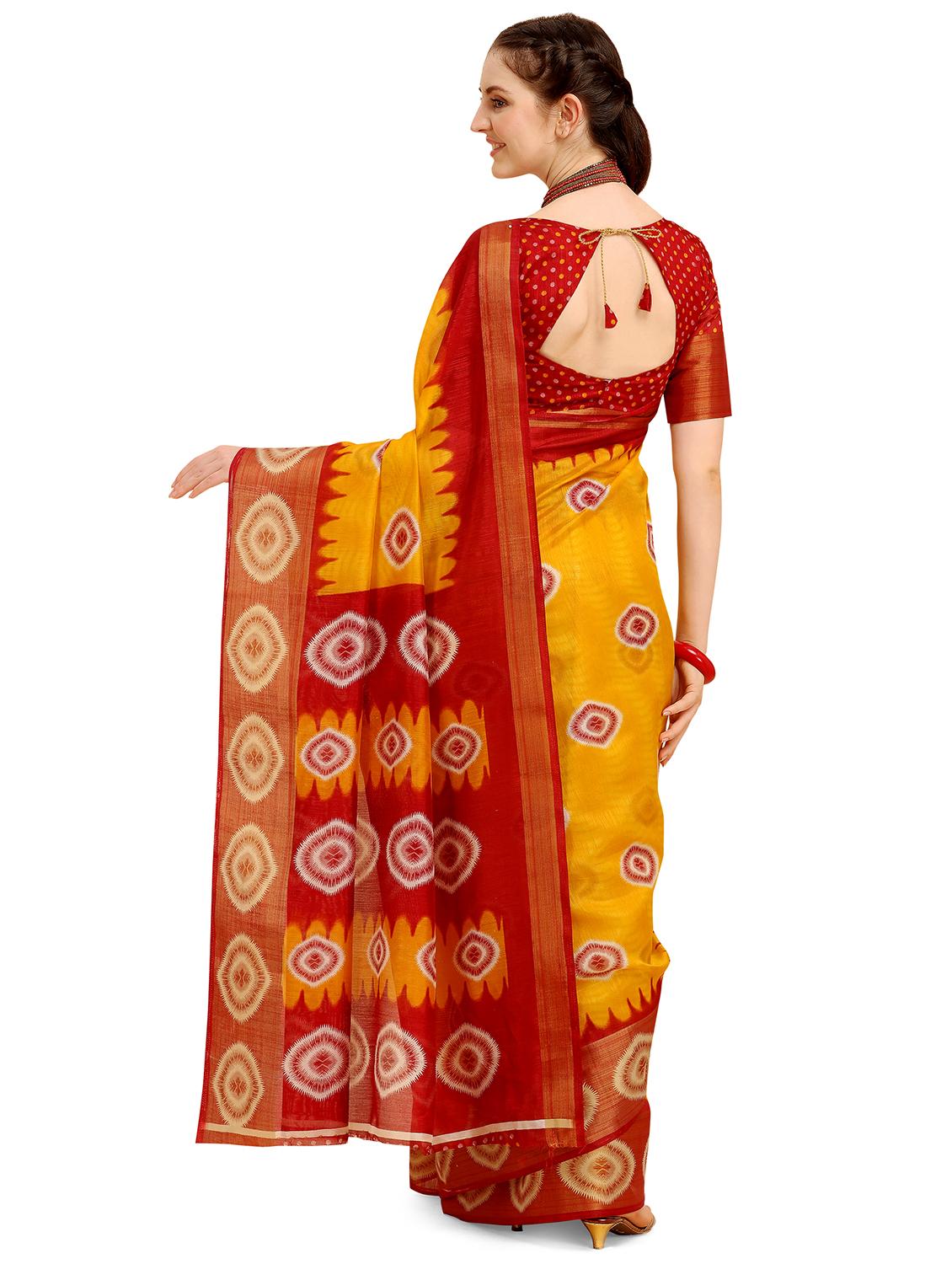 ikat printed saree with blouse - 17908169 - Standard Image - 1