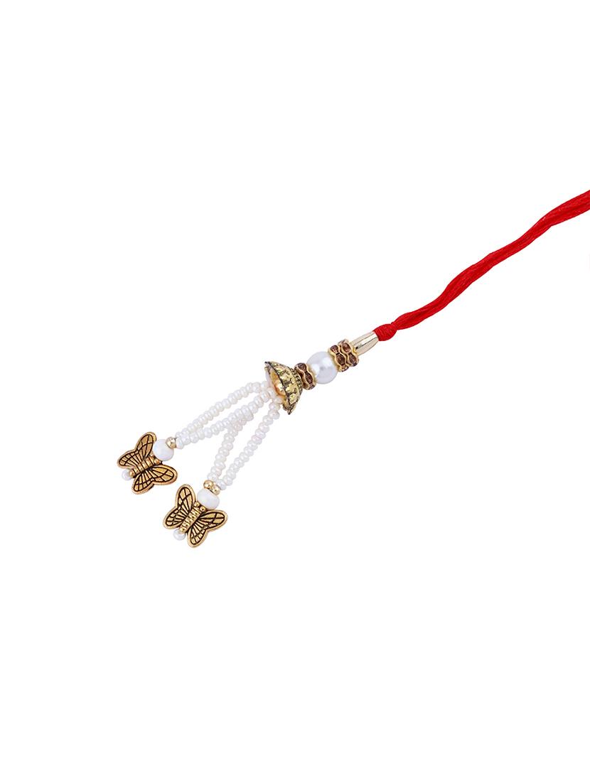 set of 2 thread rakhi with roli chawal and greeting card - 17909867 - Standard Image - 4