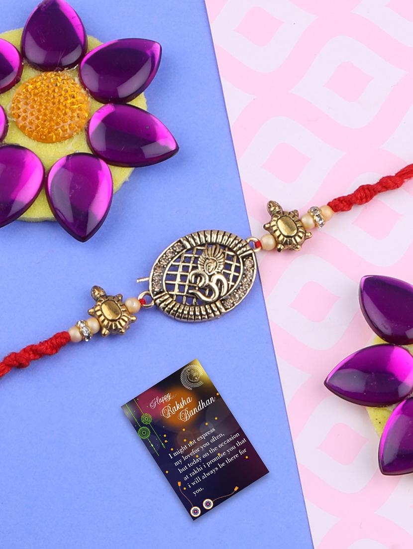 set of 2 thread rakhi with roli chawal and greeting card  - 17909878 -  Standard Image - 1