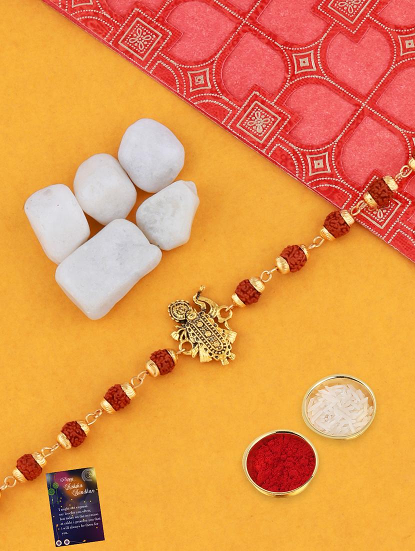 set of 2 rakhi with roli chawal and greeting card - 17909925 -  Standard Image - 1