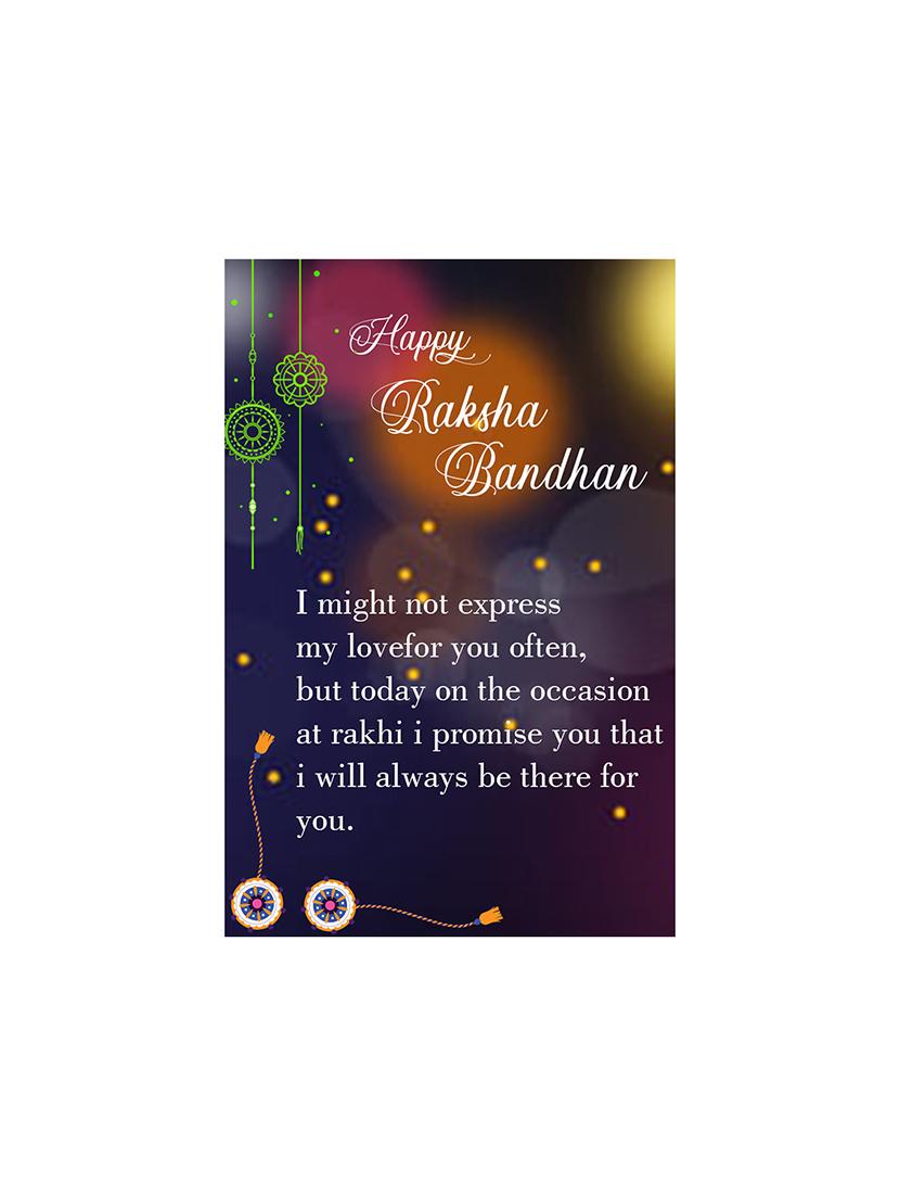 set of 2 rakhi with roli chawal and greeting card - 17909925 - Standard Image - 4