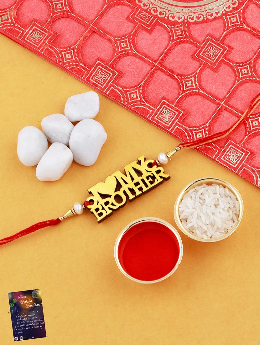 set of 2 rakhi with roli chawal and greeting card - 17909952 -  Standard Image - 1