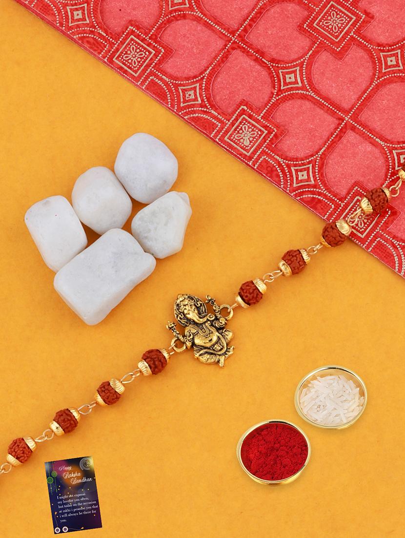 set of 2 rakhi with roli chawal and greeting card - 17909953 - Standard Image - 1