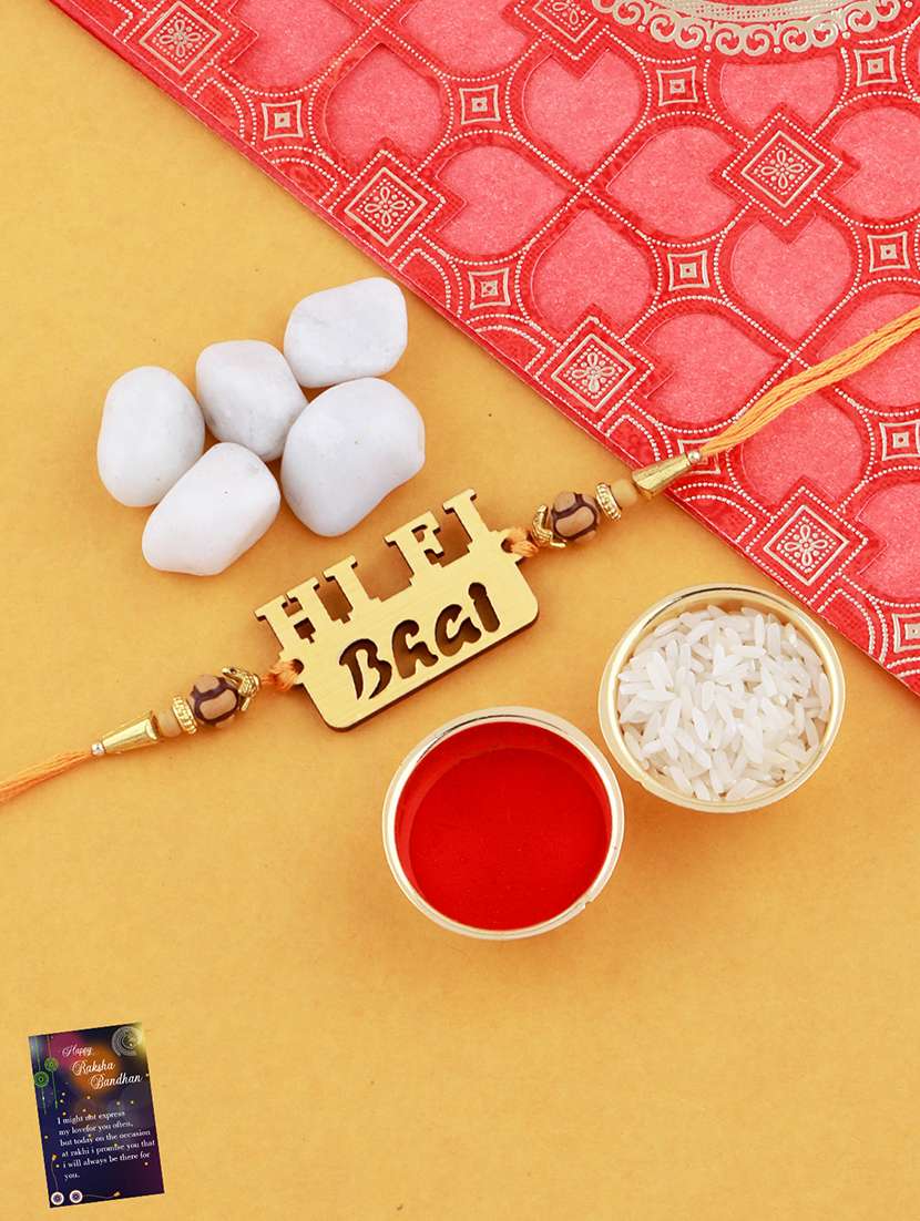 set of 2 rakhi with roli chawal and greeting card - 17909959 - Standard Image - 1