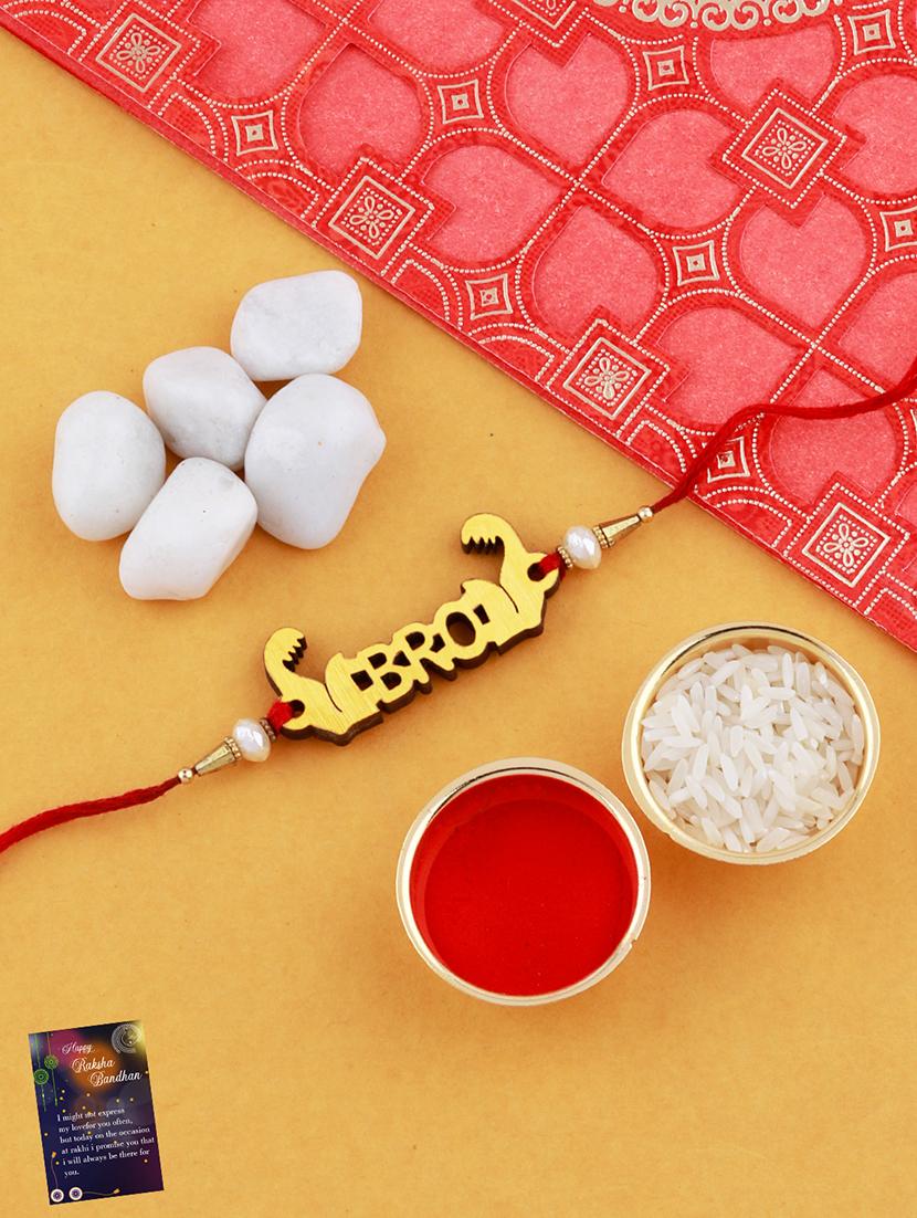 set of 2 rakhi with roli chawal and greeting card - 17909963 - Standard Image - 1