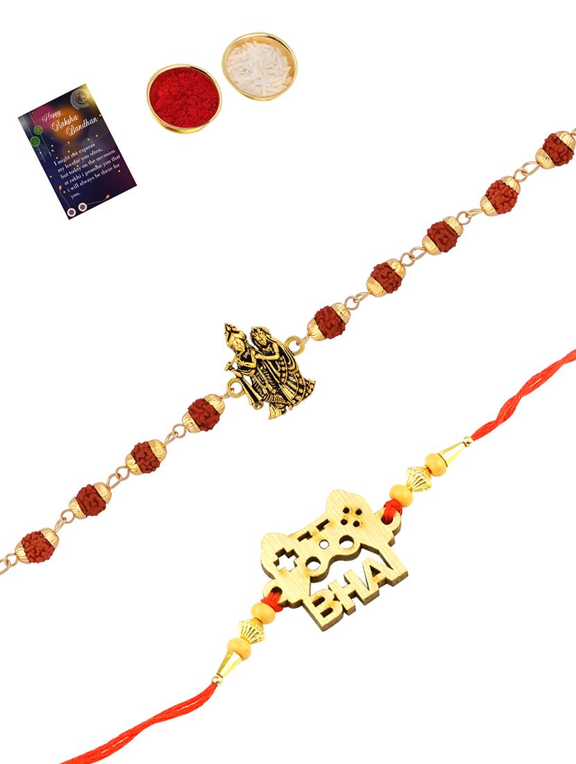 pack of 2 rakhi set with roli chawal & greeting card - 17909991 - Zoom Image - 0