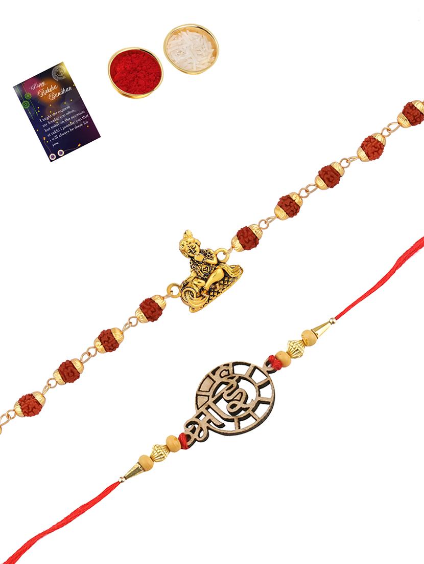 pack of 2 rakhi set with roli chawal & greeting card - 17910001 -  Zoom Image - 0