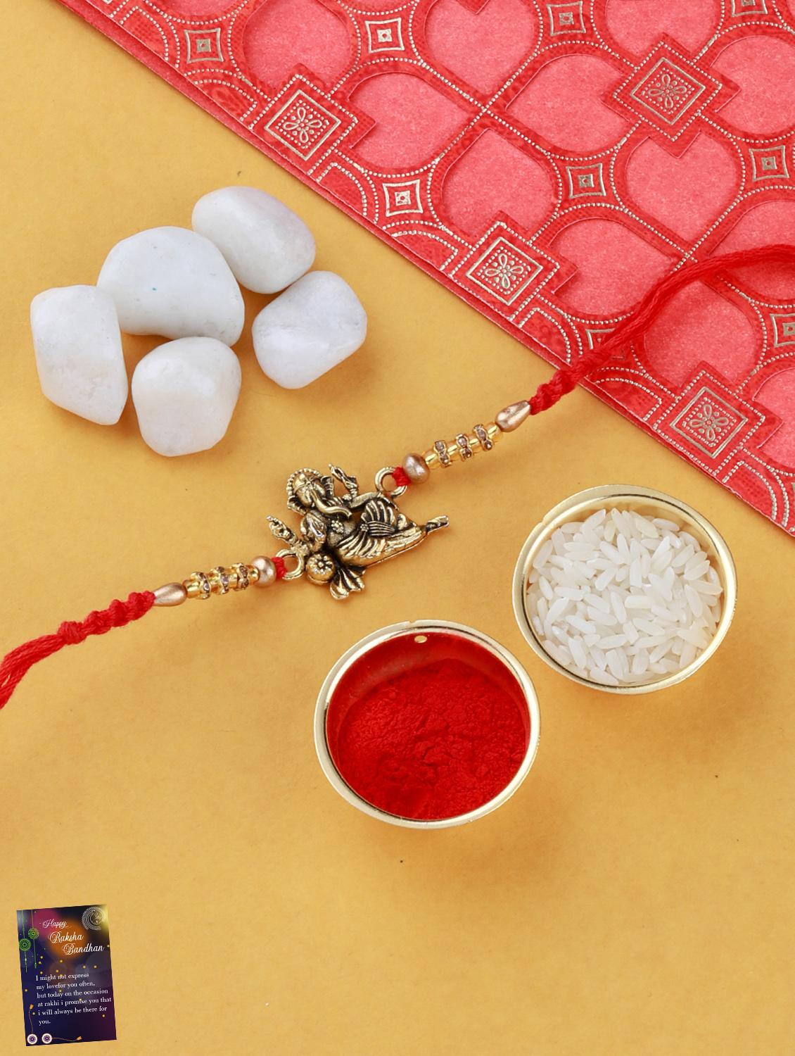 pack of 2 rakhi with roli chawal & greeting card - 17910075 - Standard Image - 1