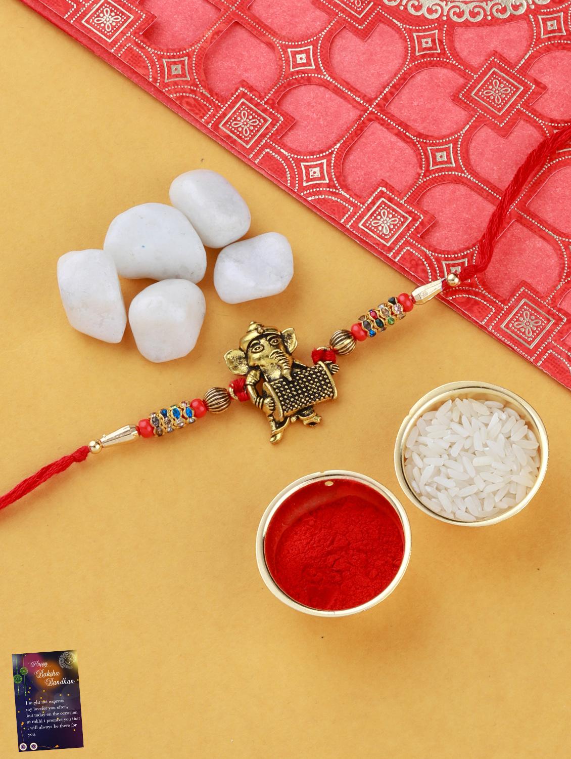 pack of 2 rakhi with roli chawal & greeting card - 17910078 -  Standard Image - 1