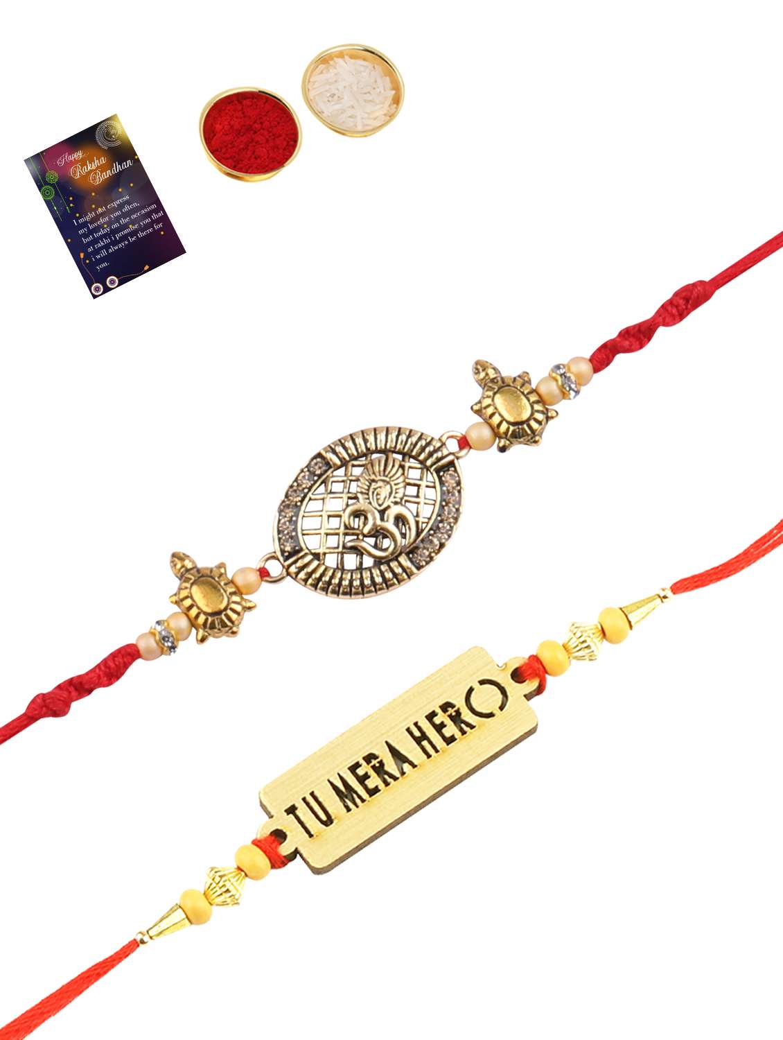 pack of 2 rakhi set with roli chawal, greeting card - 17910216 -  Standard Image - 1
