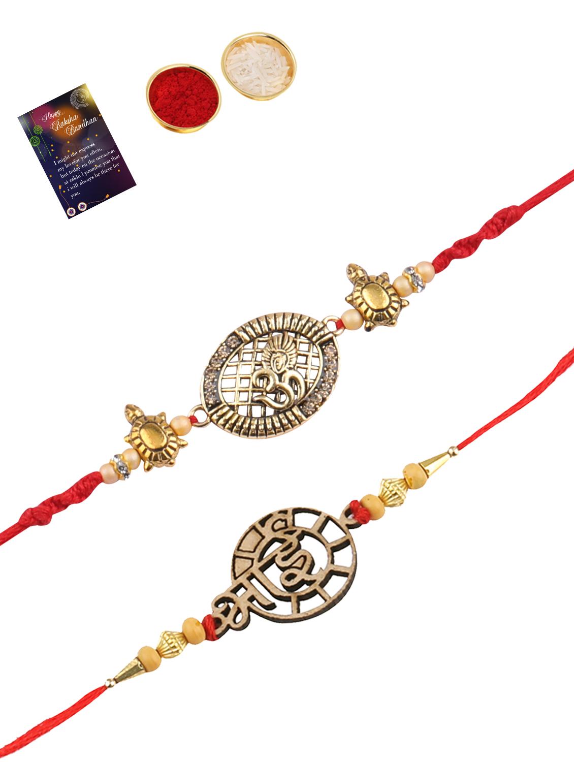 pack of 2 rakhi set with roli chawal, greeting card - 17910217 -  Standard Image - 1