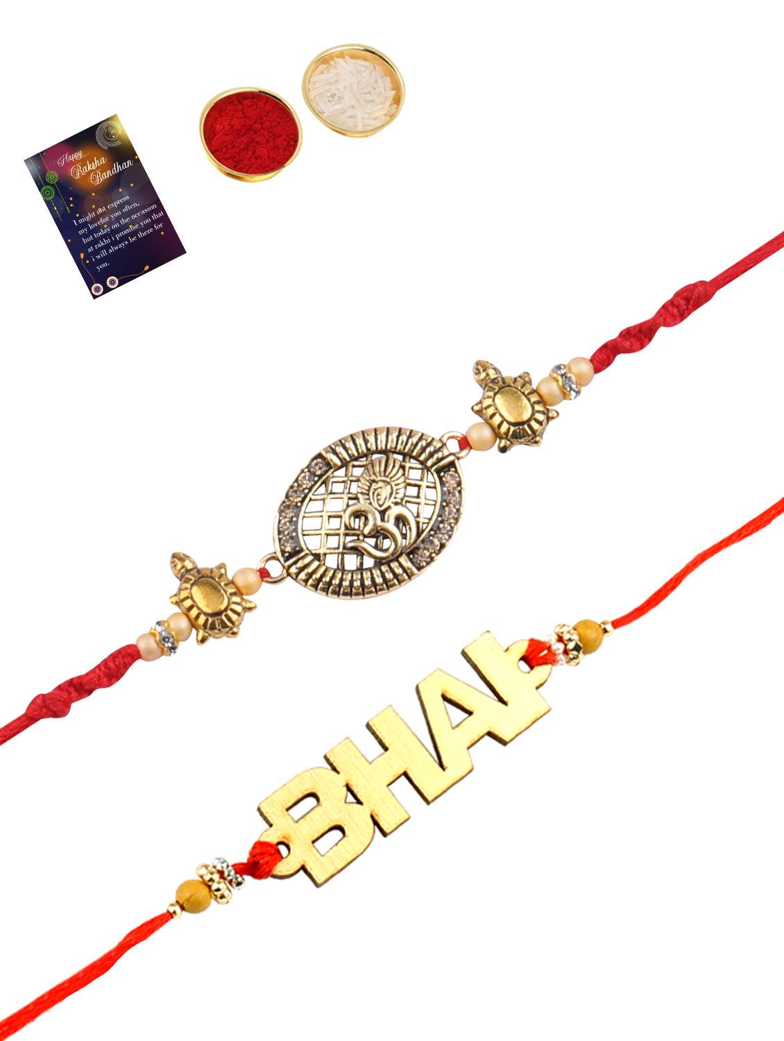 pack of 2 rakhi set with roli chawal, greeting card - 17910220 -  Standard Image - 1