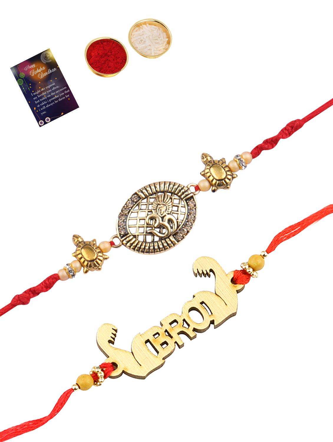 pack of 2 rakhi set with roli chawal and greeting card - 17910273 - Standard Image - 1