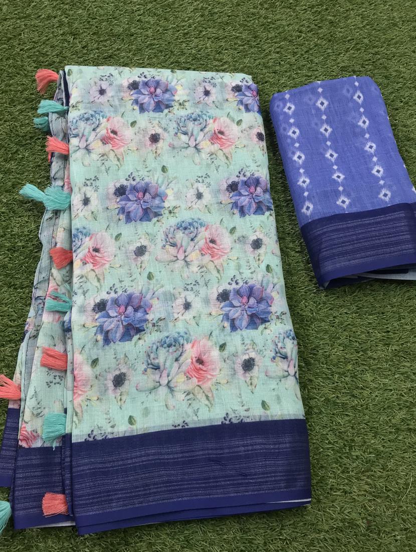 floral woven saree with blouse - 17910343 - Standard Image - 1