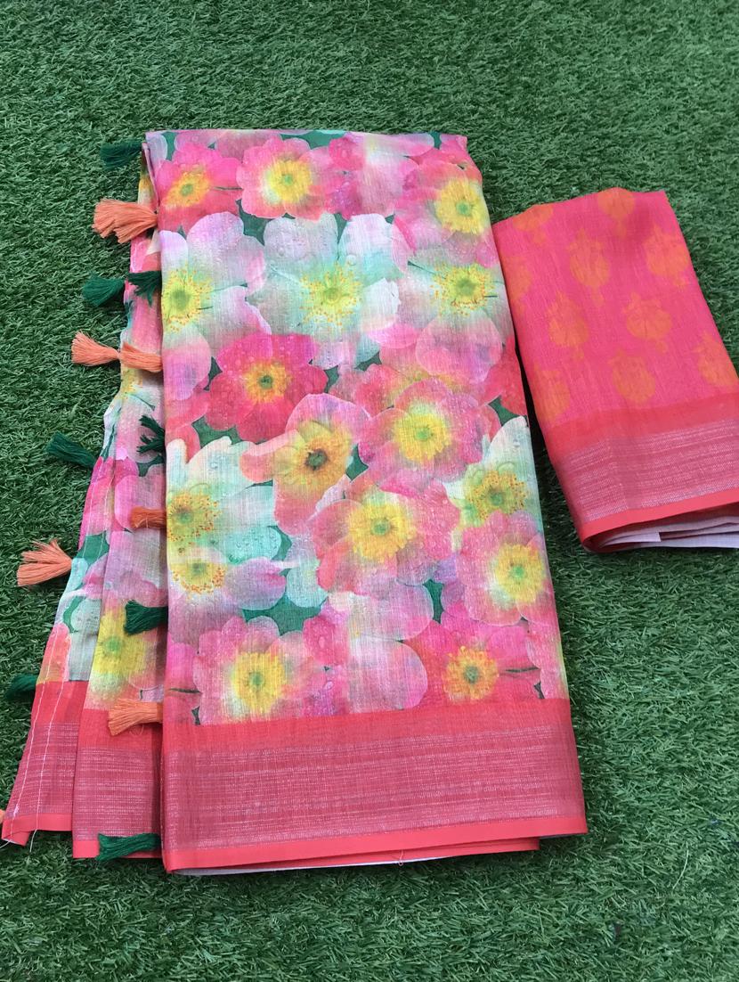floral woven saree with blouse - 17910346 -  Standard Image - 1