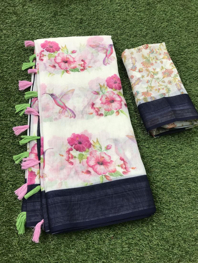 floral printed saree with blouse - 17910404 -  Standard Image - 1