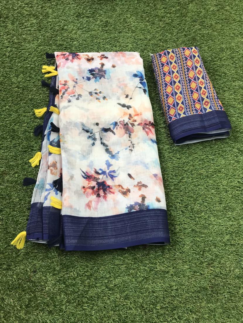 floral printed saree with blouse - 17910406 -  Standard Image - 1