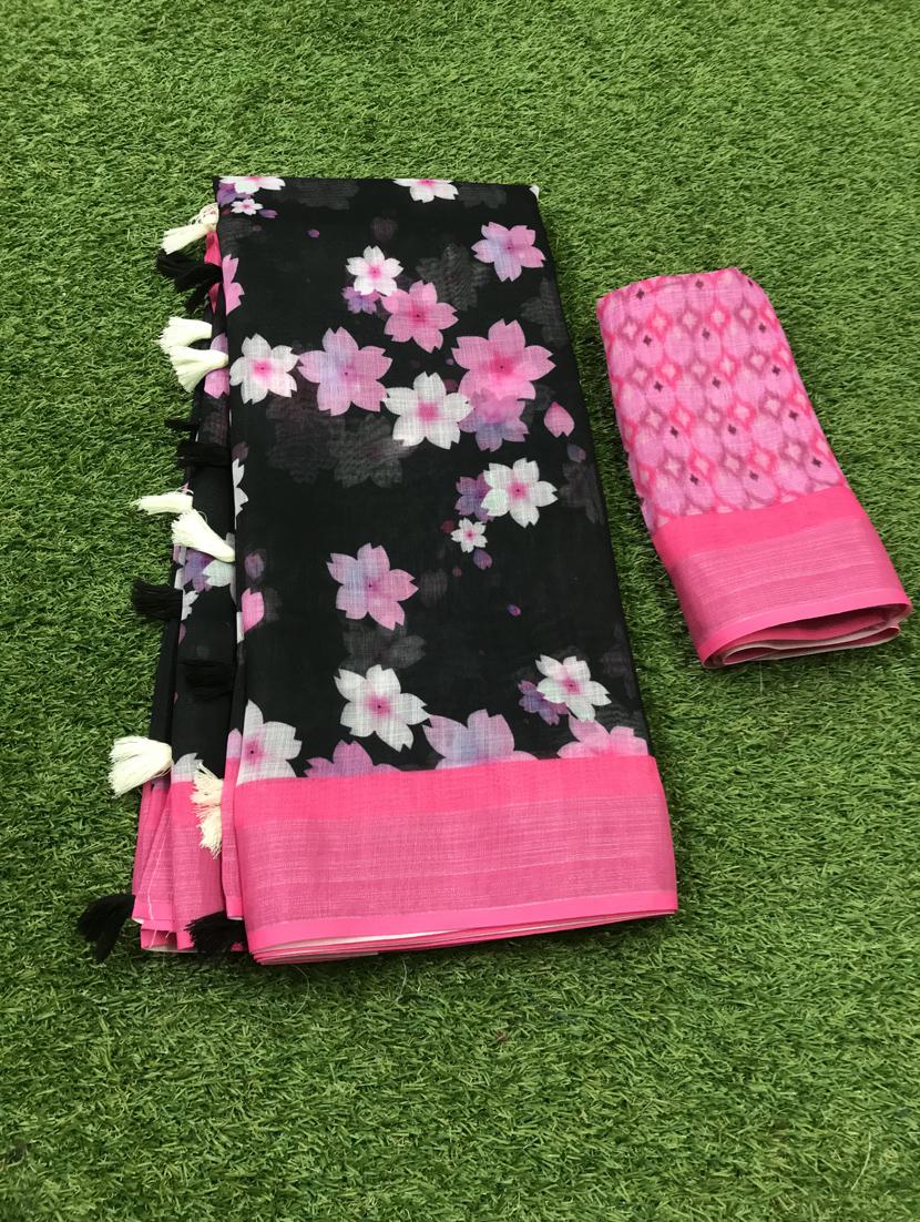 floral printed saree with blouse - 17910407 -  Standard Image - 1
