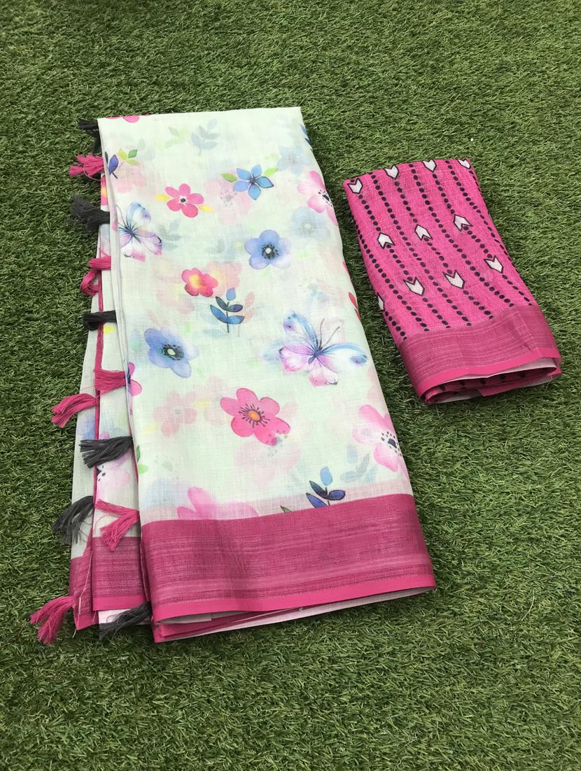 floral printed saree with blouse - 17910414 -  Standard Image - 1