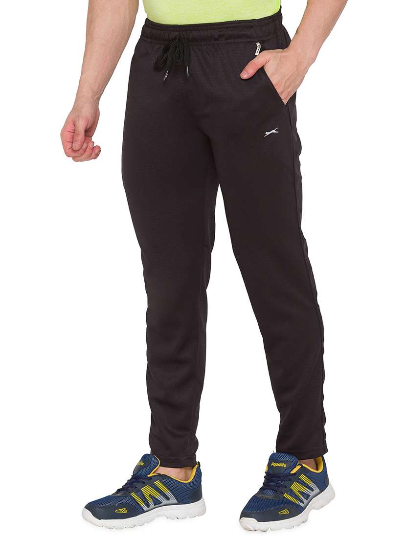 black solid full length track pant - 17911117 - Standard Image - 1