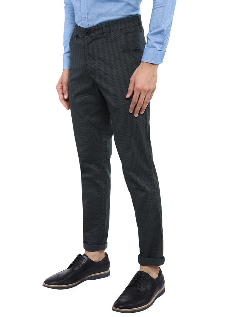 olive textured flat front casual trouser - 17911610 - Standard Image - 1