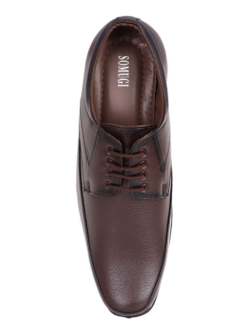 brown leatherette laceup derbies - 17911678 -  Standard Image - 4