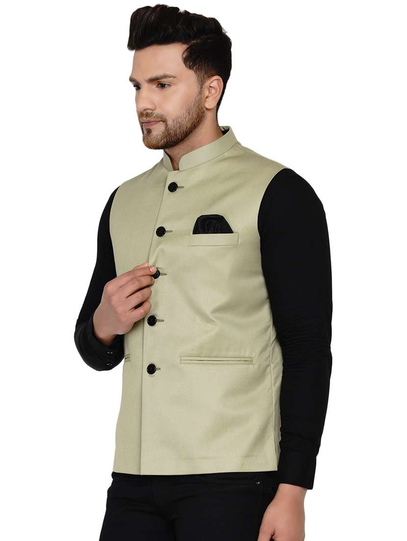 men neo mint solid nehru jacket - 17911743 -  Standard Image - 1