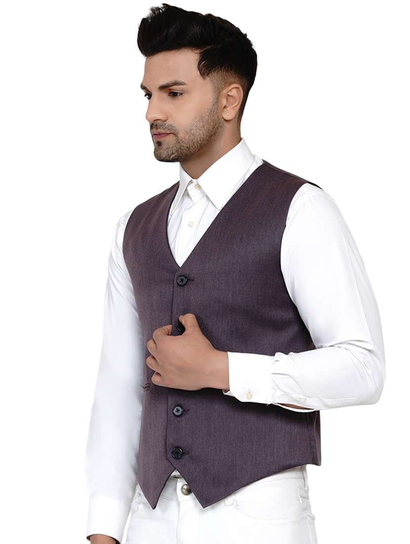 purple solid classic waist coat - 17911803 -  Standard Image - 1