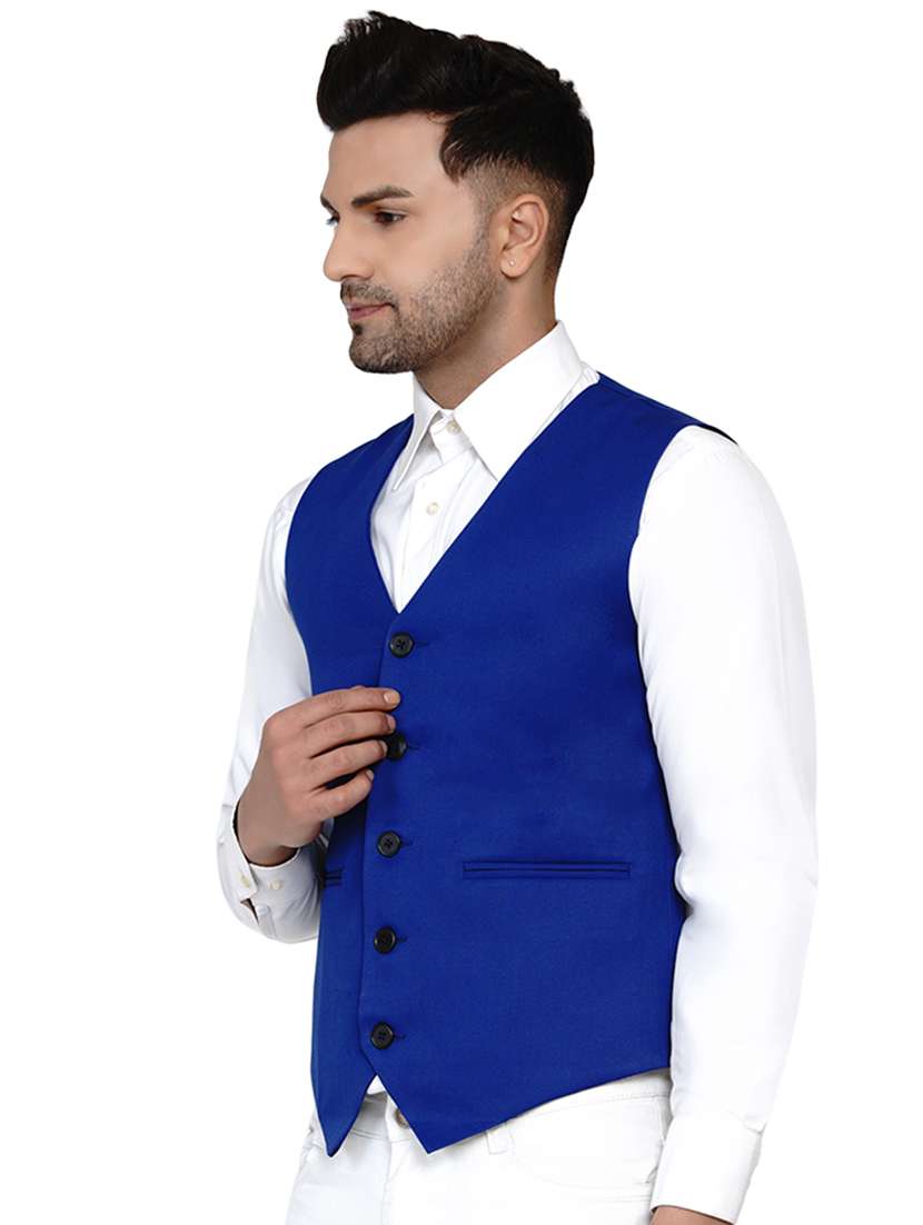 blue solid classic waist coat - 17911809 -  Standard Image - 1
