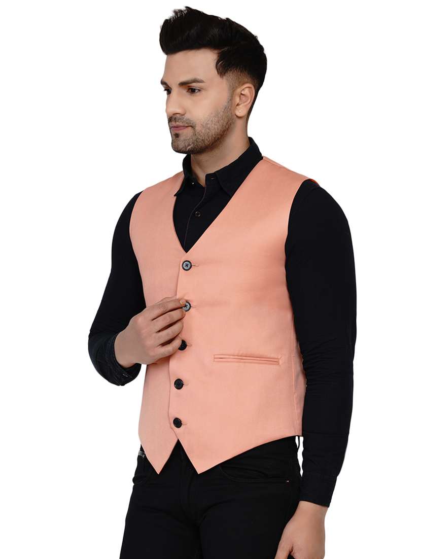 pink solid classic waist coat - 17911811 -  Standard Image - 1