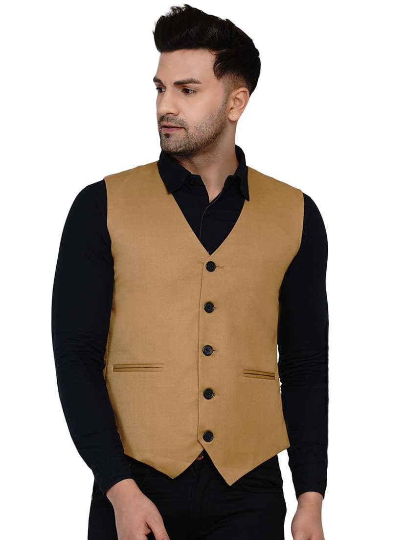 brown solid classic waist coat