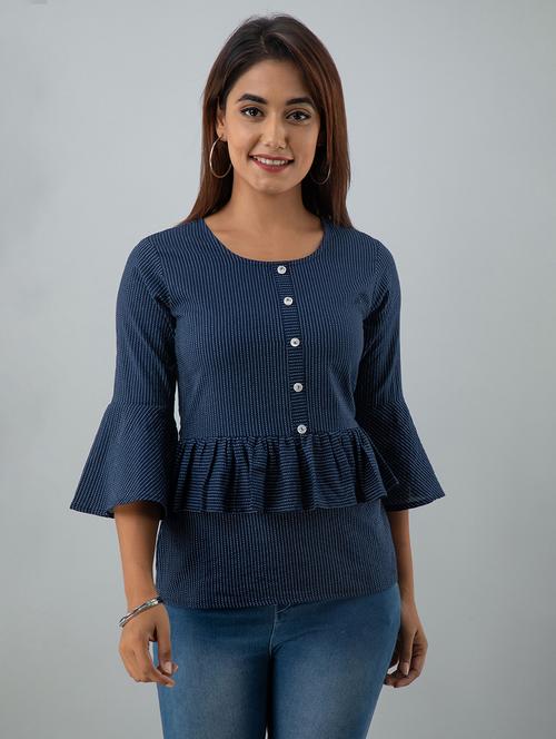 women's ruffle round neck top - 17911848 -  Standard Image - 0
