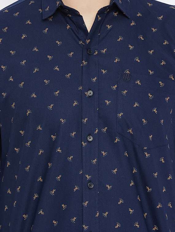 navy blue printed casual shirt - 17912156 -  Standard Image - 4
