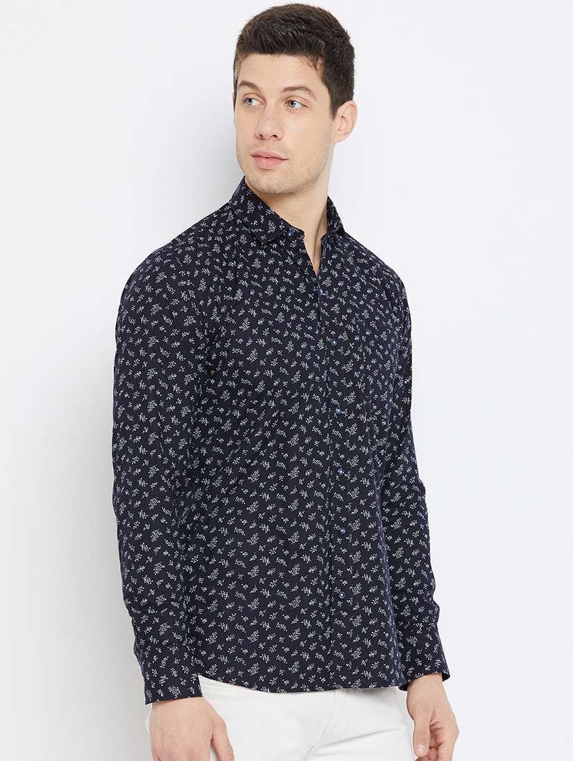 navy blue printed casual shirt - 17912160 - Standard Image - 1