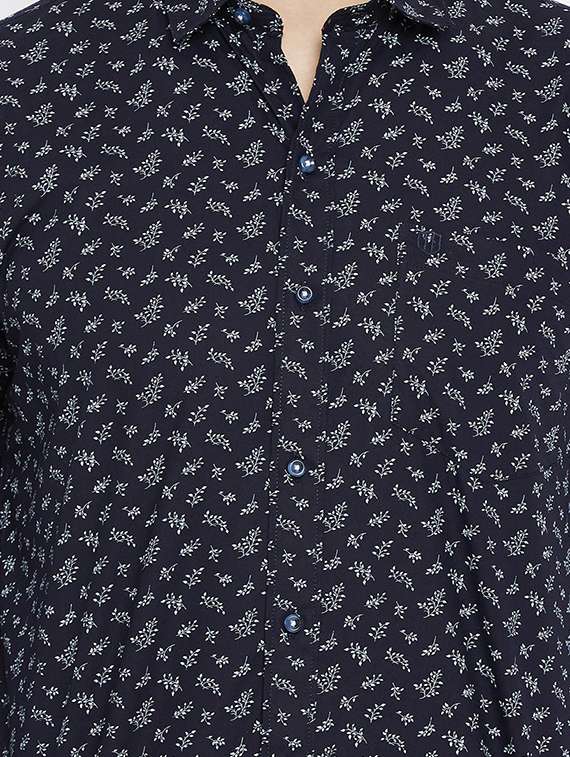 navy blue printed casual shirt - 17912160 - Standard Image - 4