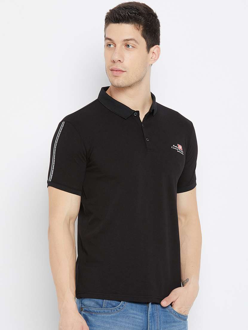 black taped polo t-shirt - 17912184 -  Standard Image - 1